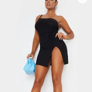 PLT one shoulder tie waist bodycon dress